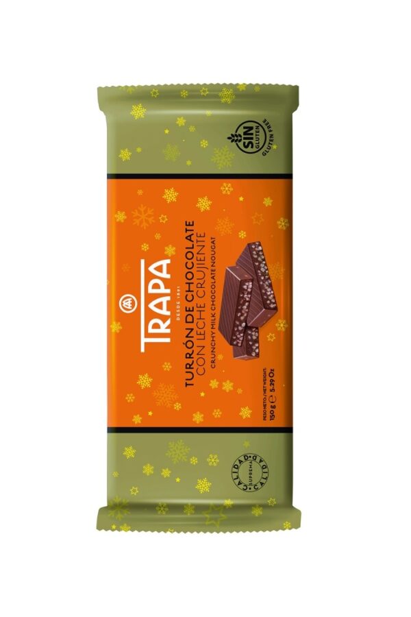 Turrón de chocolate con leche crujiente TRAPA