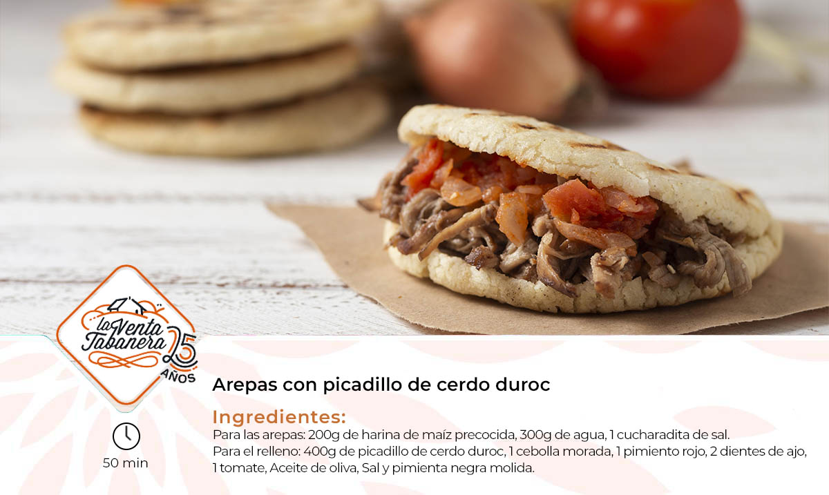 Arepas con picadillo de cerdo duroc